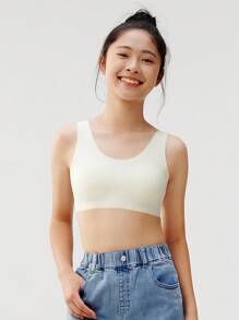 Balabala Girls' Training Bra, Soft Youth Vest Bra For Tweens, Comfortable Fit - Original White - View 2