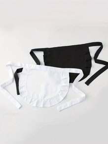 Cute Black & White Polyester Chic Lolita Style Maid Apron - Kitchen And Dining Bib For Women