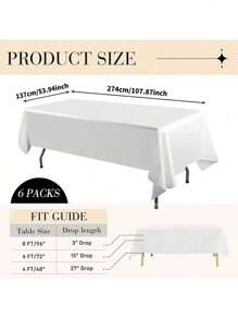 Disposable Tablecloths 10Pack 137x274cm - Waterproof Plastic Party Table Covers For Picnic, Birthday, Wedding, Assorted Colors (Bulk, Oil-Proof, Easy Cleanup)