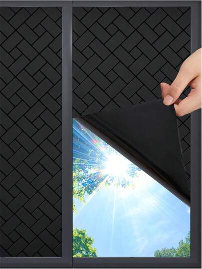 Fensterfolie zum Verdunkeln mit statischer Haftung, 100% lichtblockierend, ohne Klebstoff, schwarz, Sichtschutz und Verdunkelung