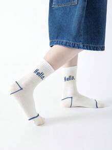 5 Pairs Kids/Toddlers Mesh Breathable Socks - Color Block, Solid, Cartoon Letter, Striped Mid-Calf Length Socks, Comfortable And Stylish For Spring/Summer, Suitable For School, Casual And Sports Shoes - Multicolor - View 5