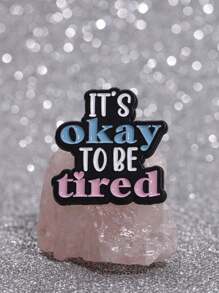 1pc Inspiring English Slogan Accessory Brooch, Seeking Help Is Okay, Geometric Black Heart Shape - Multicolor - View 5