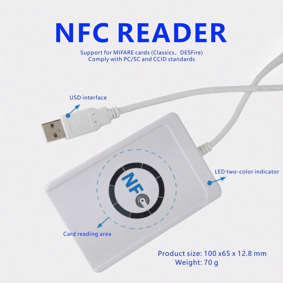 ACR122U Contactless Smart Card RFID Access Card Reader IC Property ...