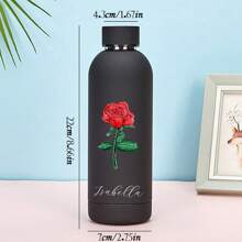 1pc 17oz Custom Insulated Water Bottle, Personalized Text "H" And Floral Pattern, Stainless Steel Double-Walled Tumbler, 500ml Straight Sided Mug, Perfect Gift For Travel, Office, Sports, School, Husband, Wife, Girlfriend, Boyfriend, Classmate, Sibling, Mother, Father, Birthday, Wedding, Graduation, Back To School, Mother's Day, Father's Day, Valentine's Day