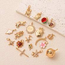 1pc Colorful Zirconia Multi-Element Pendant, Copper Pave Zirconia Plated, Suitable For DIY Necklace & Bracelet