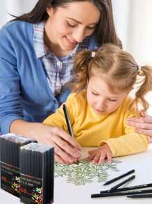 12/24/36/48 件彩色绘画套装，包括细线笔、荧光笔、美术用品、滚珠笔、用于书写笔记的细尖笔、日历着色、Sipa 细尖笔 - 0.4 毫米毡尖、PE 材料、鲜艳的颜色，非常适合成人着色、书写、绘画、教师和学生