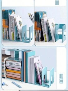 1/4 pièces Étagère à livres acrylique à 4 compartiments, serre-livres multifonctionnels, support pour livres, étagère de rangement de bureau, bibliothèque portable, supports de livres antichoc, étagères à livres, organisateurs de papeterie, compartiments indépendants, grandes ouvertures, convient pour la chambre, le salon, l'école, le dortoir, le bureau, la papeterie, les documents, la cuisine, la salle de bain