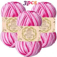 3 Bundles 5-Ply Gradient Color Acrylic & Wool Blended Yarn, Suitable For DIY Crochet And Knitting Sweaters, Scarves, Hats, 50g*3