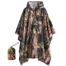 Camouflage wasserdichter Regenponcho, tragbare wiederverwendbare Regenjacke mit Kapuze, geeignet für Männer und Frauen