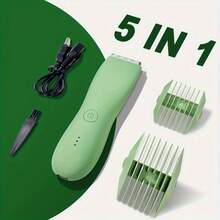 Ultimate Body Groomer - Professional Electric Trimmer For Men & Women, Groin, Pubic, Bikini, And Body Hair Removal With Adjustable Comb, LED Light, And Travel Bag - Perfect Holiday Gift - Green - View 3