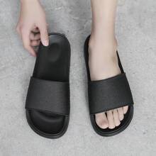 Plus Size Men's Summer Breathable Anti-Slip Durable Deodorizing Thick Sole Simple Fashion Open Toe Slide Sandals, EVA Soft Sole Anti-Slip Bathroom Beach Slippers For Indoor And Outdoor Wear