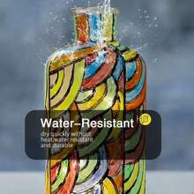 12/24 Farben 12ml Buntglas Farbset mit 6 Nylonpinseln, 1 Palette, wasserfeste Acryl-Emaille-Malerei Set für Schulanfang, Schulmaterial