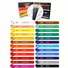 12/24 Farben 12ml Buntglas Farbset mit 6 Nylonpinseln, 1 Palette, wasserfeste Acryl-Emaille-Malerei Set für Schulanfang, Schulmaterial