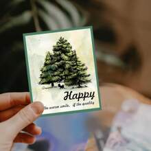 MAGICALCUTDIE 4Pcs Mini Pine Trees Clear Stamps For DIY Scrapbooking Mini Forest Pine Tree Silicone Stamp Seals Transparent Stamps For Cards Making Photo Album Journal Home Decoration - Black and White - View 5