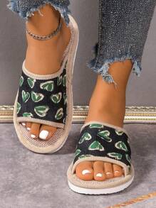 Women's Linen House Slippers, Summer Indoor Floor Anti-Slip Thick Sole Linen Slippers, Soft Bottom