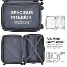 ABS Hard Shell Travel Trolley Suitcase 4 Wheel Luggage Set Hand Luggage, 20", (Red) - Red - View 7