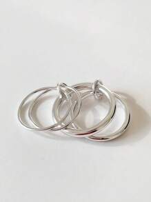 BALMORA 1pc 925 Sterling Silver Heavy-Duty Multi Circle Line Ring With Simple, Fashionable And Personalized Design For Women's Daily Wear, Party Jewelry Gift, Valentine's Day Gift