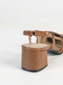 Women's Pointed Toe Chunky Heel Closed Toe Fashion Sandals - Camel - View 3