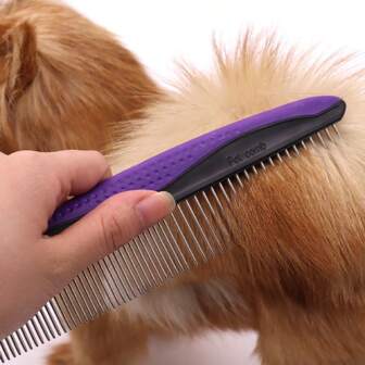Stainless Steel Pet Comb, Dog/Cat Grooming Brush To Remove Loose Fur