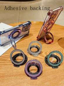 1 pieza Soporte de teléfono inalámbrico de carga magnética plegable y con adhesivo, con diseño minimalista y brillante, compatible con iPhone 11 12 13 14 15 Pro Max, S24 S23 S22 S21 Ultra, iPhone y teléfonos Android, ideal como regalo de cumpleaños para familia y amigos, incluye anillo para los dedos y accesorios para teléfono