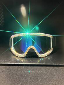 1pc Bling Rhinestone Ski Goggles With Multifunctional Protection, Extra Large Frame Silicone Anti-Wind Ski Goggles, Anti-Dust Desert Sandstorm Ski Eyewear For Skiing, Riding, Outdoor Sports, Washable - Multicolor - View 17