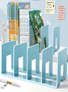 1/4 pièces Étagère à livres acrylique à 4 compartiments, serre-livres multifonctionnels, support pour livres, étagère de rangement de bureau, bibliothèque portable, supports de livres antichoc, étagères à livres, organisateurs de papeterie, compartiments indépendants, grandes ouvertures, convient pour la chambre, le salon, l'école, le dortoir, le bureau, la papeterie, les documents, la cuisine, la salle de bain