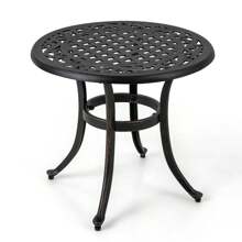 Cast Aluminum Patio Table 24''Outdoor Round Side Table Anti-Rust Coffee Bistro Table - Antique Brown - View 10