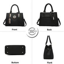 PORT&LOTUS Womens Top-Handle Leather Handbags Totes Purses For Women Satchel Shoulder Bag For Ladies Bags For Women With Zipper Closure Women's Handbags With Exquisite Handing Ornament And Hardware Accessories Stylish Bags For Ladies With Zipper Compartment And Inner Pocket Anti-Theft Back Zipper Pocket Black Khaki Gray Red Pink 5 Colors Choice Elegant Bag Perfect Giffts For New Year's Day Valentine's Day Halloween Christmas Day Mother's Day Birthday Versatile Tote Bag For Various Scenarios Work Meeting Shopping Traveling Purses For Fasionable Style - 黑色 - 查看 2