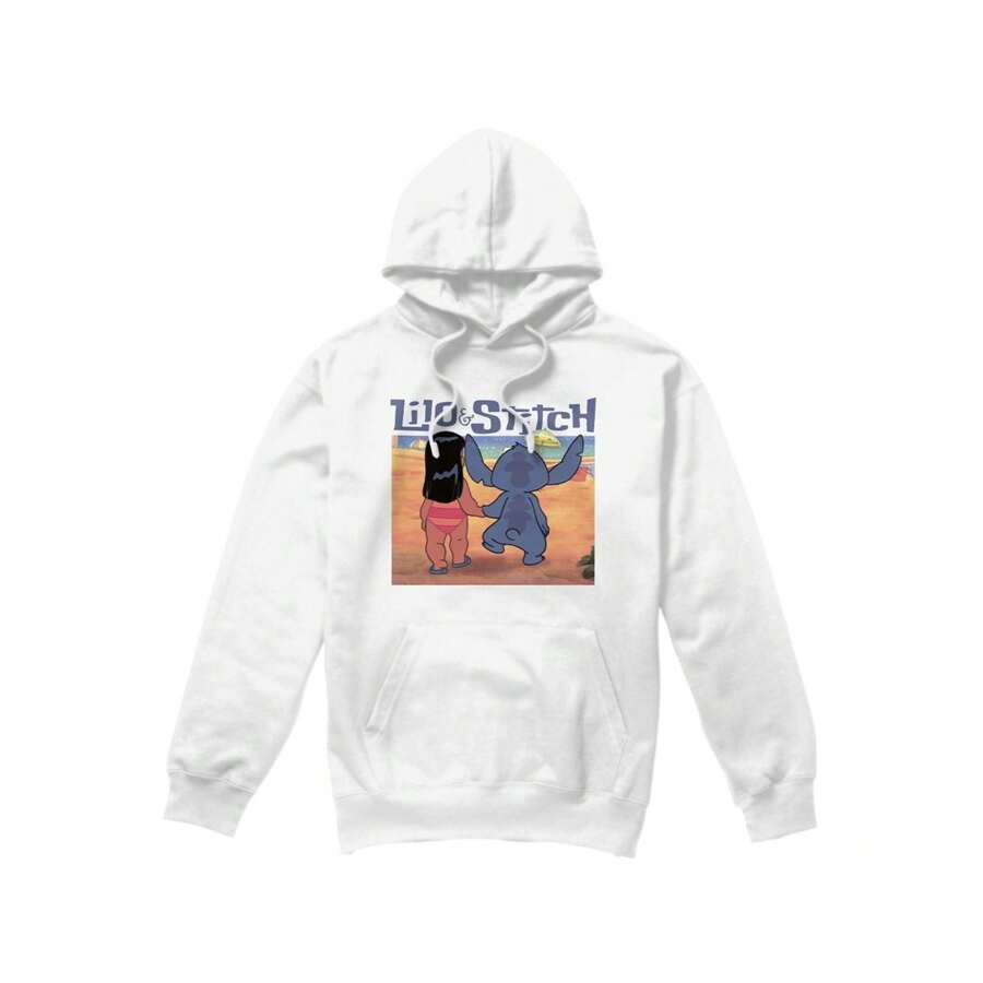 Disney Lilo & Stitch Mens Into The Sunset Hoodie (White)