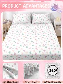 1pc Bed Sheet, Bedding, Fitted Sheet, Mattress Cover, Soft And Comfortable Bedding For Bedroom, Cute Princess Style Mattress Topper, Breathable A Bed Cover, Skin Friendly Mattress Protector, Made Of Soft And Breathable Fabric, Home Decor, All Size Bed, For Twin, Full, King, Queen Size, Fitted Bed Sheet Only, Machine Washable, Ideal Easter Gift, For Independence Day Gift, Perfect Holiday Gift, - Continuous Love - View 6