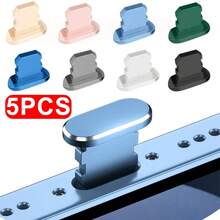 5/1pc IOS Metal Dustplugs Compatible With Iphone 12 13 14 Pro Max XR XS X 6 7 8 Plus Charging Port Dust Plug Protector Anti-Dirt Stopper - Multicolor - View 1