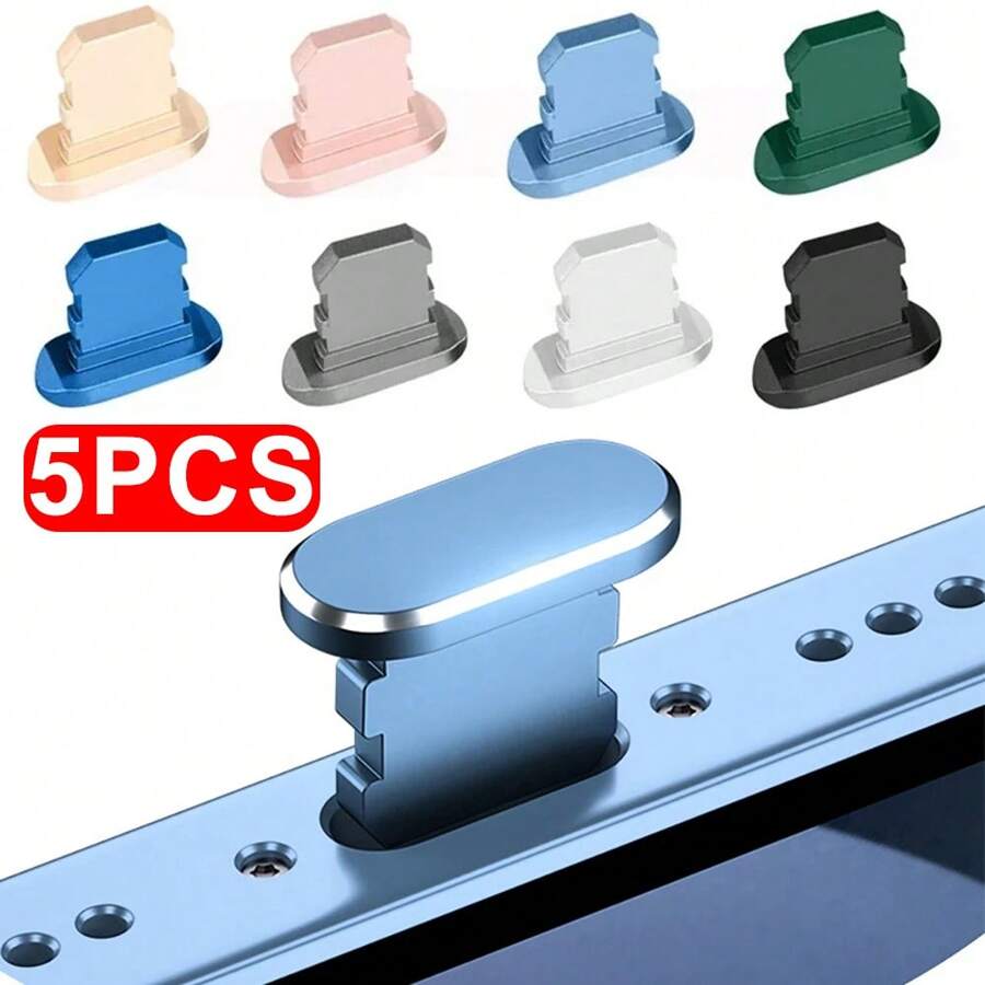 5/1pc IOS Metal Dustplugs Compatible With Iphone 12 13 14 Pro Max XR XS X 6 7 8 Plus Charging Port Dust Plug Protector Anti-Dirt Stopper - Multicolor - View 1