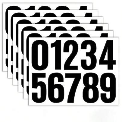 6 arkuszy winylowych naklejek na skrzynki pocztowe, samoprzylepnych, wodoodpornych, dużych naklejek z numerami adresowymi na zewnętrzne skrzynki pocztowe, znaki, okna, drzwi, samochody, ciężarówki, dom, firmę, artykuły szkolne, powrót do szkoły