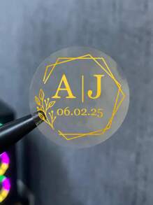 30-240Pcs Custom Wedding Stickers, Transparent Gold Foil, Personalized Wedding Labels, Customized Text Party Favour Labels, Gold Stamping, Customizable Wedding Party Self-Adhesive Stickers, Party Bag Labels, 4x4cm, 4 Styles, Suitable For Her, Bestie, - Style a - View 5