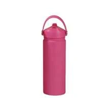 1pc 500ml/17OZ Stainless Steel Outdoor Sports Water Bottle, Wide Mouth Portable With Handle, Rubber Coated Soft Touch, Premium
