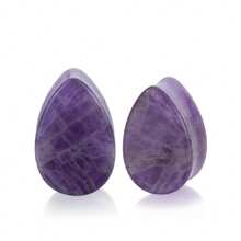 1 Pair Retro Bohemian Style Flat Teardrop Natural Stone Ear Gauges, Piercing Jewelry Suitable For Daily Wear, Christmas & Thanksgiving Gift (Please Note Size Guide When Purchasing)