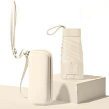 1pc Capsule Umbrella, Black Rubber Sunscreen And Sunshade Umbrella, Compact And Portable UV Resistant Umbrella, Sun Umbrella.