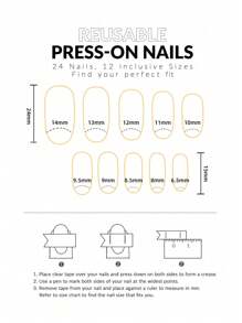 24PCS Short Round Nail, Creative Yellow Flower Fake Nails Nail, Press On The Nail.