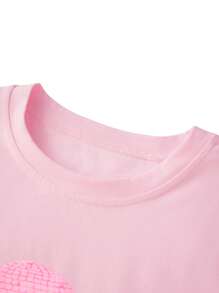 Women T-Shirt, Crew Neck Short Sleeve Disco Balls Print Summer Tops For Casual Daily - Pink - View 5