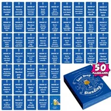 50 szt. Ostatnia kropla stojąca gra w karty do gry w picie - zabawna gra dla dorosłych na spotkania towarzyskie, kolacje i grupową rozrywkę - idealna na uroczystości ukończenia szkoły, imprezy halloweenowe i świąteczne - mieszany kolor, materiał papierowy, gra na imprezę świąteczną