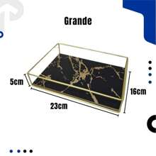 Decorative Rectangular Mirrored Or Marbled Tray In Wood Or Gold Metal For Bathroom - Multicolor - View 5