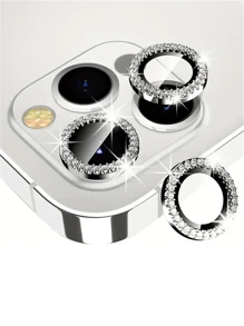 3 miếng dán trang trí bằng đá Rhinestone chống trầy xước/chống nổ bảo vệ camera điện thoại di động tương thích với iPhone 11/iPhone 12/iPhone 13/iPhone 14/iPhone 15/iPhone 16 làm quà tặng sinh nhật, gia đình, bạn bè Pha lê lấp lánh, bảo vệ ống kính, phụ kiện điện thoại Chống nước, chống sốc, chống rơi, chống rơi, chống bám vân tay, bao phủ toàn bộ - Bạc - Xem 2