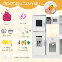 Kids Corner Kitchen Playset Wooden Pretend Play Toy With Microwave - White - View 7