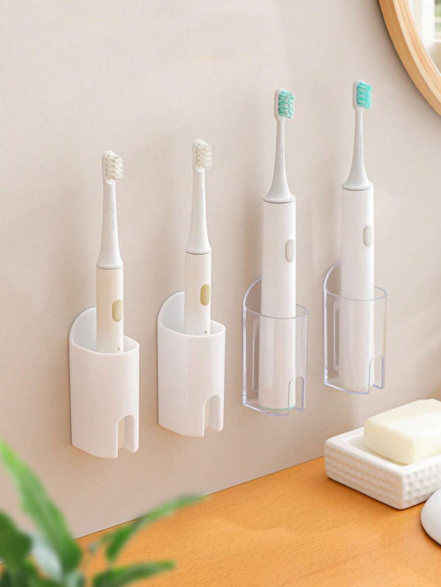 1/3/6件多功能电动牙刷架，免钻壁挂式牙刷架，返校必备 - 無色 - 查看 1