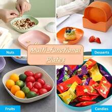 10 Square Plastic Dinner Plates - Perfect For Snacks And Breakfast! Kitchen And Dining Room Utensils. - 10 - View 5