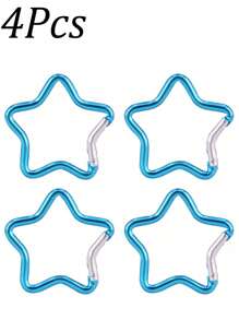 4 Peças Mosquetão de Estrela de Alumínio, Chaveiro de Gancho de Mola Criativo, Acessórios para Camping e Caminhada ao Ar Livre - Multicolorido - Visão 15