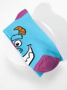 Disney Calcetines de media pantorrilla para hombres/parejas de la Universidad de Monstruos de Disney, 1 par, personalizados, divertidos, coloridos, con diseños de dibujos animados y anime creativos, regalos festivos, para mejorar el ambiente familiar, de moda, apropiados para hombres, calcetines divertidos y cómodos, locos, anime, multicolor