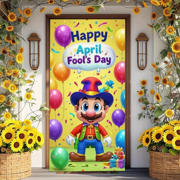 35,4 inch x 70,8 inch levendige polyester circuscarnavalfeestbanner, levendige binnen-/buitendecoratie geschikt voor feesten, circus- en seizoensevenementen, geen elektriciteit nodig, feestdecoratie
