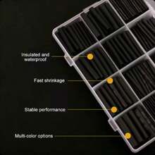 625pcs/Set Heat Shrink Tubing Black Insulation Shrinkable Tube DIY Box Set - Black - View 3