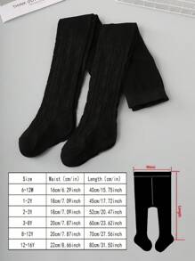 2 piezas Medias negras con estampado de corazón para niñas - Negro - Ver 3